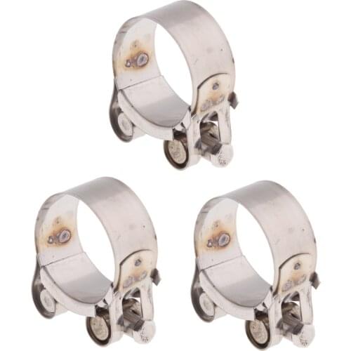 3Pcs Motorcycle Exhaust Clamp Clip Pipe Hose Clip Silencer Parts 44-47mm