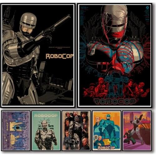 36 Designs Movie Robocop Kraftpaper Poster Artwork Homedecal Fancy Wall Sticker for Coffee House Bar