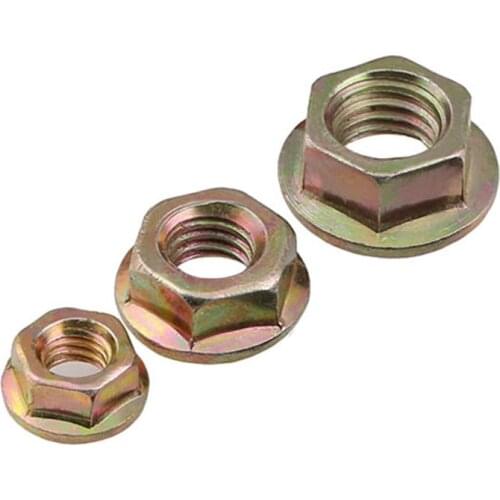 5/10/20pcs Color Zinc Flange Hex Nut M3 M4 M5 M6 M8-M12 Hex Knurl Locking Nuts Alloy Steel