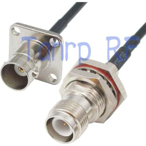 50CM Pigtail coaxial jumper cable RG174 extension cord 20in RP-TNC female to BNC female with 4 hole panel RF connector adapter