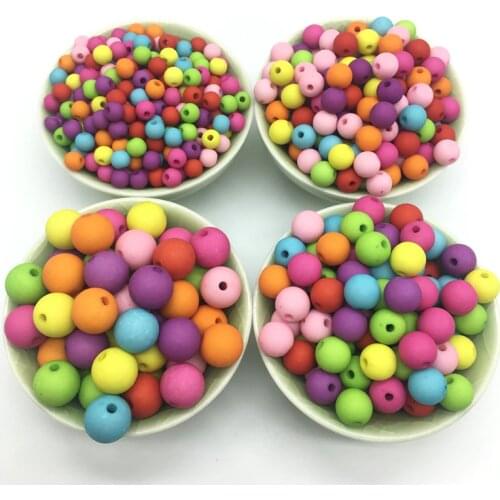 Acrylic Plastic Matte colorful Round Ball Beads dull polish For Jewelry Making DIY Craft Accessories Beads Meideheng