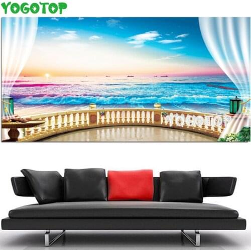Large DIY Diamond Painting 5D Diamond Embroidery Window seascape Cross Stitch Mosaic Full Square round Drill Gift Decor YY4805