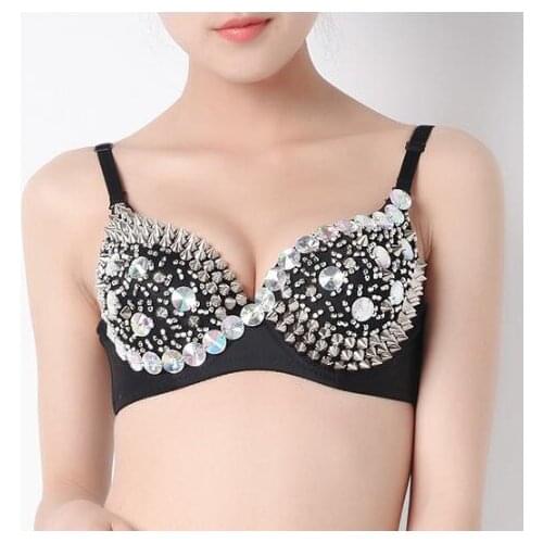 Stage Dance bra Sexy Rivet bra Women Nightclub Rhinestone