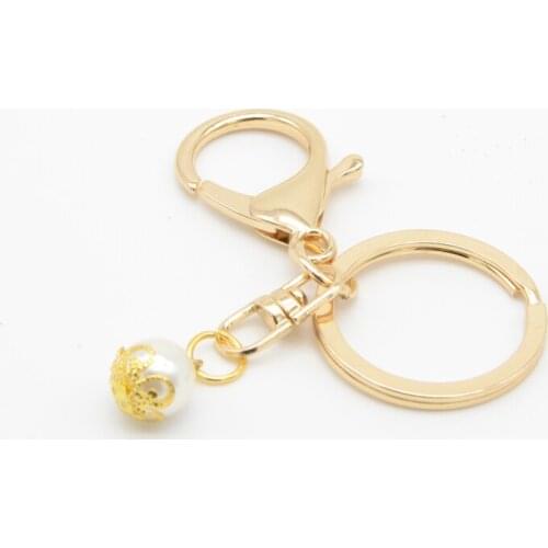 DIY Jewelry Accessories Wholesale Handmade Beaded Material Pearls Keychain Pearl Ornaments Bag Material Key Holder