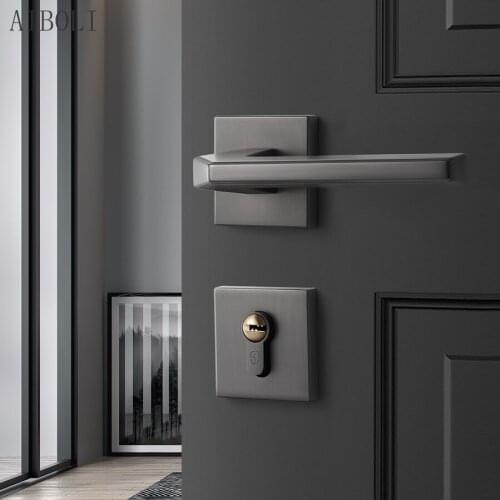 Haodi Nordic Door Locks Indoor Bedroom Door Locks Mute Magnetic Locks Simple Split Door Locks Black Gray Door Handles