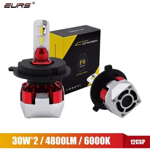 EURS 6000K 12*CSP 2pcs Mini Led H4 H7 Led H11 H1 Auto LED Bulb 12V/24v 9600LM 60W 9005 9006 HB3 Led Hb4 Fog Car HeadLight Bulbs