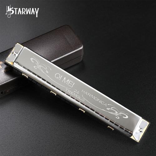 Adult and children beginners self-taught advanced 24 hole polyphonic C harmonica professional performance level instrument