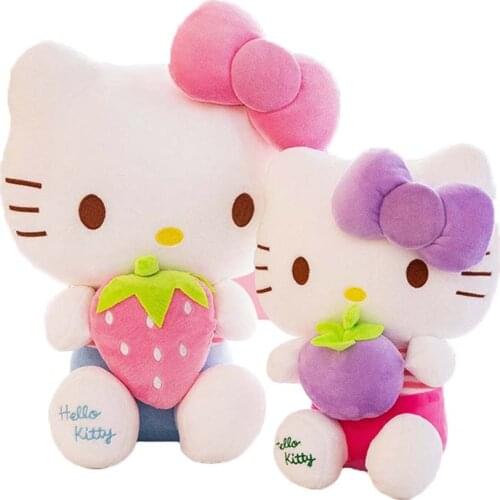 Hello Kitty Cute Kawaii Cat with Strawberry Plush Toys Doll Stuffed Soft Cushion Sofa Pillow Children Xmas Gift Party Decor