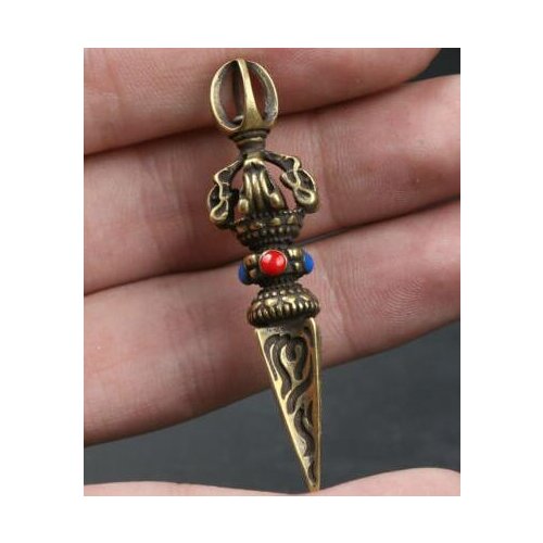 Chinese Bronze Exquisite Phurba Dagger Holder Xiangmo-chu Pestle Pendant Exorcise Evil Spirits Statue