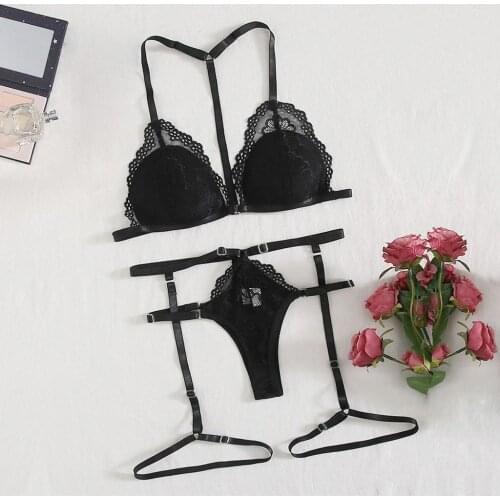Women Exotic Lingerie Set Perspective Floral Lace Patchwork Bra Panties Set Hollow Out Women Underwear Lenceria Erotica Mujer