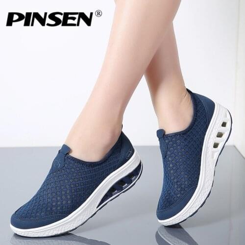 PINSEN 2020 Summer Platform Women Sneakers Shoes Slip On Moccasins Shoes Woman Thick Soled Ladies Shoes For Women Flats Creepers