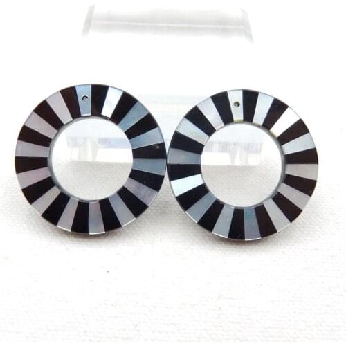 Natural Gemstones,Shell and Obsidian Glued Round Gemstone Earrings Stone Pair 34x4mm,12g