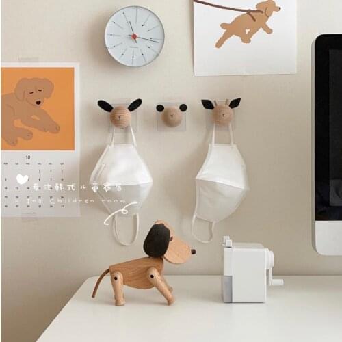 Korean animal head beech hook hole free clothes hook decoration wall hanging childrens room decoration