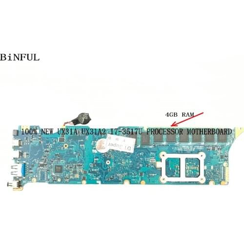 BiNFUL AVAILABLE 100% NEW UX31A2 REV : 2.0 MAIN BOARD LAPTOP MOTHERBOARD FOR ASUS ZENBOOK UX31A I7-3517U 4GB RAM
