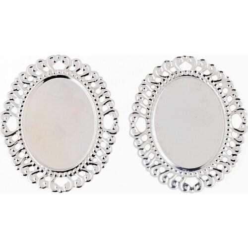 MIAOCHI 20Pcs Filigree Cabochon Setting Wraps Connectors Crafts Decoration DIY Embellishments 60x50mm