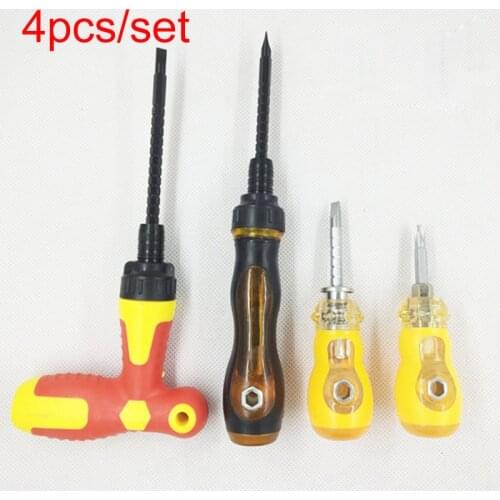 4pcs/set Magnetic ratchet screwdriver Multi-function Semi-automatic screw s2 alloy T-type Phillips and Slotted Screwdrivers
