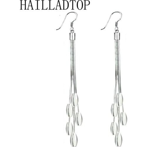 Top Fashion Jewelry Leaves Olive Tassel 925 Siler Plated Drop Earrings Pendant Dangle Earrings Long Style Earrings Hot