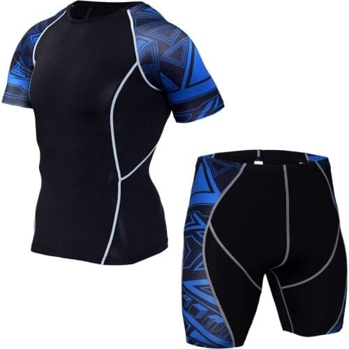 Mens Compression Running Set Sport Clothing Tracksuit Sport Suit Tight Legging Shirt Pant Man Sportwear Training Jogging Set