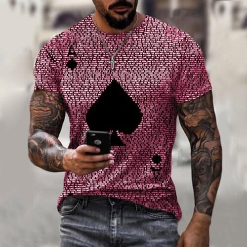 2021 new fashion and handsome mens T-shirt poker letter printing short-sleeved O-neck pullover top casual T-shirt mens street