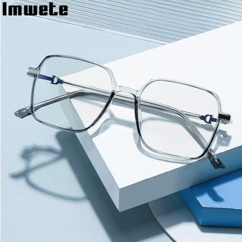 Imwete Big Frame Reading Glasses Men Anti-Blue Light Womens Hyperopia Eyeglasses Fashion Anti-Fatigue Computer Glasse+2.0+3.0