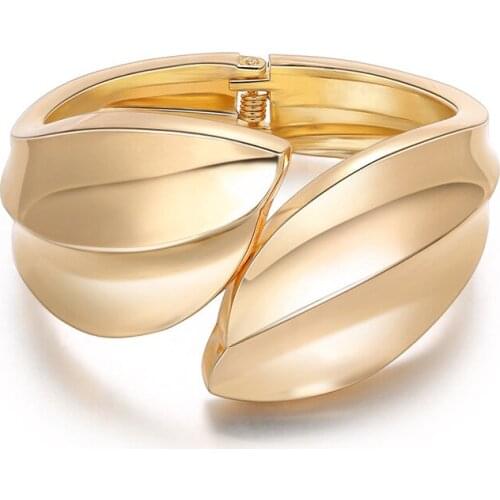 ORNAPEADIA Womens Fashion Bracelet for Women Elegant Leaf Symmetrical Alloy Open Spring Bracelet Explosive Bracelet Jewelry