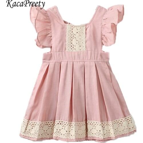 Newborn Baby girls Dress Summer Kids Party Birthday Outfits ruffles short-sleeve pleated lace dress Baby vestido 1-6Yrs