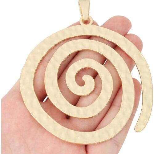 1 x Matte Gold Large Hammered Swirl Spiral Votex Charms Pendants Craft for Necklace Jewelry Making 98x78mm
