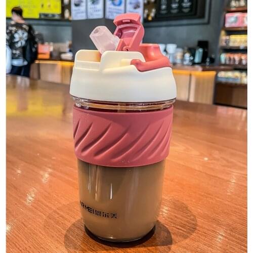 Tritan Plastic kawaii Coffee Cup With Lids Straw Cute Water Bottles Girls Travel Portable Leakproof Tumblers 400ML 500ML