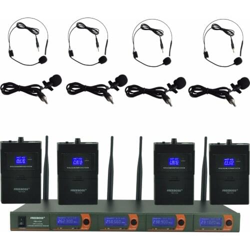 FREEBOSS FB-V04H4 Professional Microphones VHF KTV Party Mic System 4 Headset Wireless Karaoke Microphone