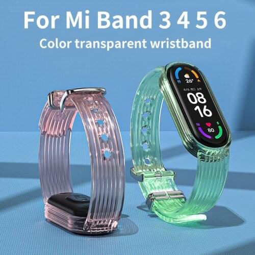 Transparent Silicone Strap For Xiaomi Mi Band 6 4 5 3 Replacement Bracelet for Mi Band 5 6 Smartwatch Wrist Belt Amazfit band 5