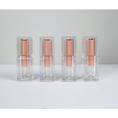 Wholesale Empty 12.1 Crystal frosted glass texture pink middle beam lipstick tube 50pcs