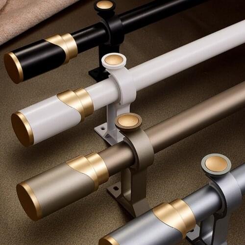 Curtain Roman Rod Single Rod Mute Aluminum Alloy Double Rod Perforated Curtain Rod Bedroom Top Installation Thick Track
