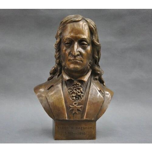 8'' Italian Great Musician Niccolo Paganini Bust Bronze Statueroomcraft Art Statue Home decoration