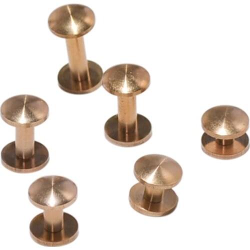Solid Brass Arc Button Stud Screw Nail Rivet Back Belt for Sewing Handmade DIY Leather Accessories Material 4 6 8 10 12 15mm