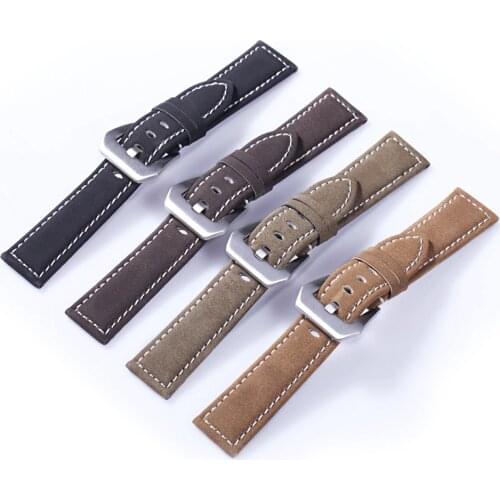 Wholesale Matte 18mm 20mm 22mm 24mm Vintage Genuine Leather Strap Bracelet Retro Watch Band with Stainless Steel Buckle with Pin