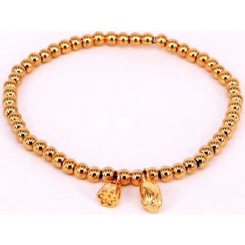 High Quality Elastic Rope Beads Lotus fruit And Nasturtium Bud Bracelet For Women Titanium Steel Gold Color Jewelry Wholesa