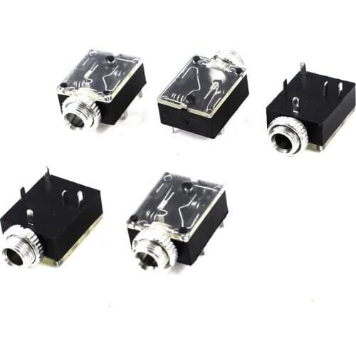 WSFS Hot 5 Pcs 5 Pin 3.5mm Female Audio Stereo Jack Socket PCB Panel Mount