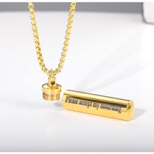 Stainless Steel Jewelry Cremation Vintage Geometry Urn Necklace For Ashes Custom Engrave Name/Date Pendant Keepsake Memorial