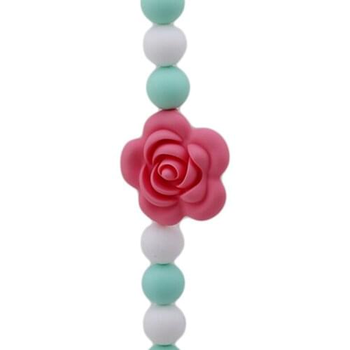 Funny Nipple Silicone Pacifier Chains Safe Teething Chains For Baby Rose Flower Bead Infant Attache Sucette Dummy Clip