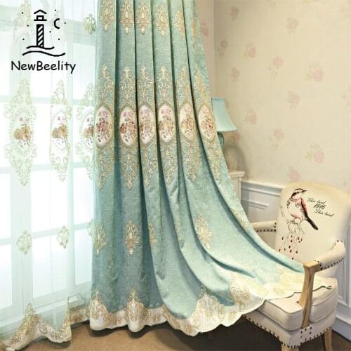 New 2021 European Embroidered Curtain for Living Room Bedroom Green Color Finish Shade Curtain
