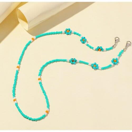 Green Beads Small Flower Mask Chain For Women Girls Beaded Mask Lanyard Long Necklace Neck Strap Hanging Rope Holder 2021 New