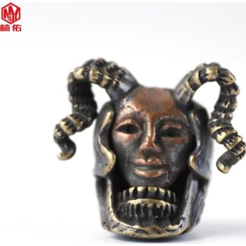 1PC EDC Paracord Beads Greek Mythology Gorgon Retro Brass Copper Lanyard Pendants Knife Beads Umbrella Rope Cord Beads Pendants