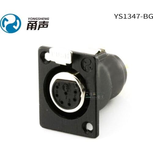 1Pcs Yongsheng YS1347-BG 7-core XLR female socket base D-type panel mounting black gold-plated HIFI accessories DIY