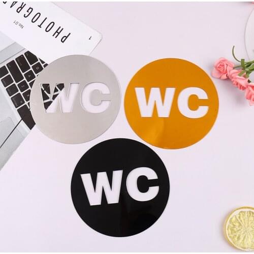 1pc WC door Sign Mirror Wall Stickers Self-adhesion Acrylic Sticker for Home