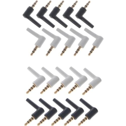 10 gold-plated black and white 5 3.5mm4 section 90 degree stereo headphones mini audio plug