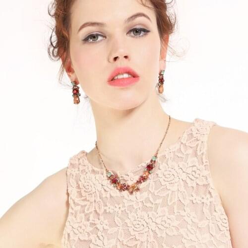 2 Set Boho Gorgeous Uneven Geometric Shape Glass Crystal Initial Necklace Statement Originality Dashing Design Women