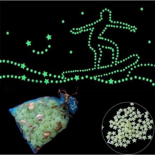 200Pcs 3D Stars Glow In The Dark Luminous Fluorescent Wall Stickers Home Decor Kid Room Decoration Sticker Decals
