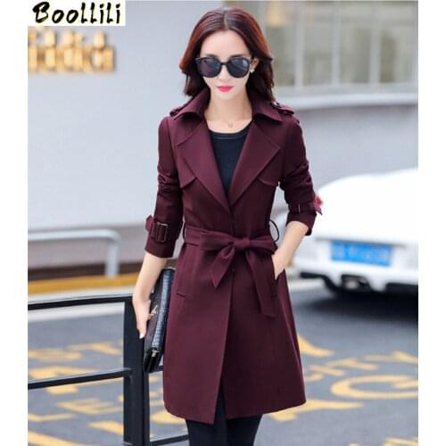 2020 Women Black Coat Female Spring Autumn European Trench Coat Para As Mulheres Plus Size Women Clothing Windbreaker 4XL
