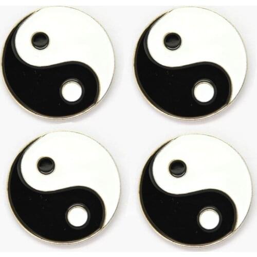 Lots 5pcs Yin Yang Enamel Lapel / Tie / Hat or Cap Pin Badge Tao Ancient Chinese China New Fans Gifts Jewelry 2.5 X 2.5 CM