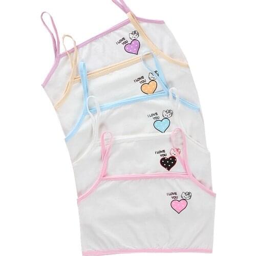 5Pc/Lot Cotton Young Girls Training Bra 10-15 Years Children Condole Belt Vest Camisole
